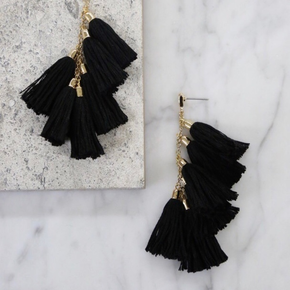 Black Tassel Earrings